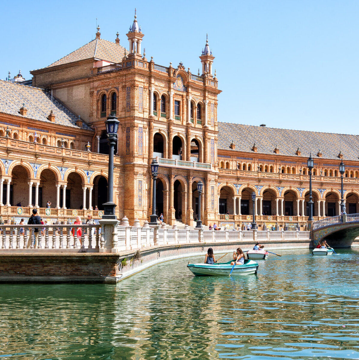 row boats at the plaza de espana